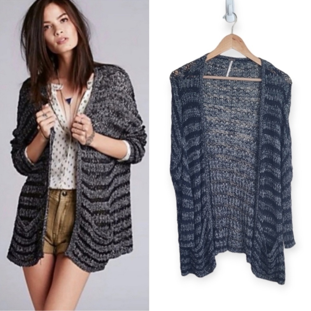 FREE PEOPLE Last Night stripe cardigan open sweater